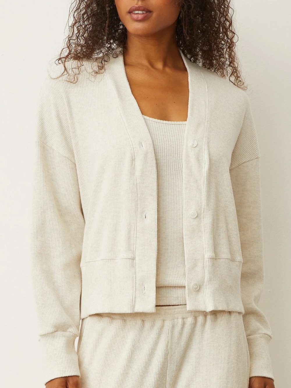 Monrow brushed ribbed cotton blend cardigan color ash sz s light weight